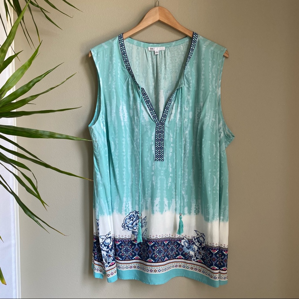 Sleeveless Turquoise Tunic Top
